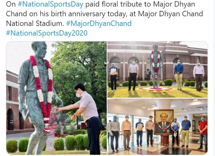 Kiren Rijiju pays tribute to Major Dhyan Chand on his 115th birth anniversary